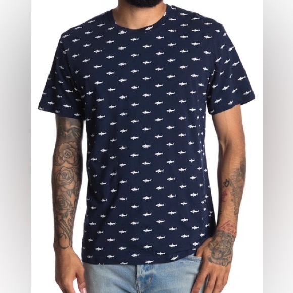 Public Art Be You Shark Print T-shirt In Navy - Picture 1 of 6